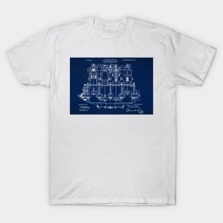 De Dion 1908, Engine ,original patent drawing Slate Blue background T-Shirt